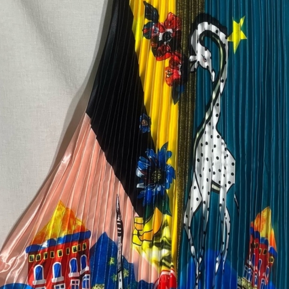 Unique Fan Pleated Maxi Skirt
